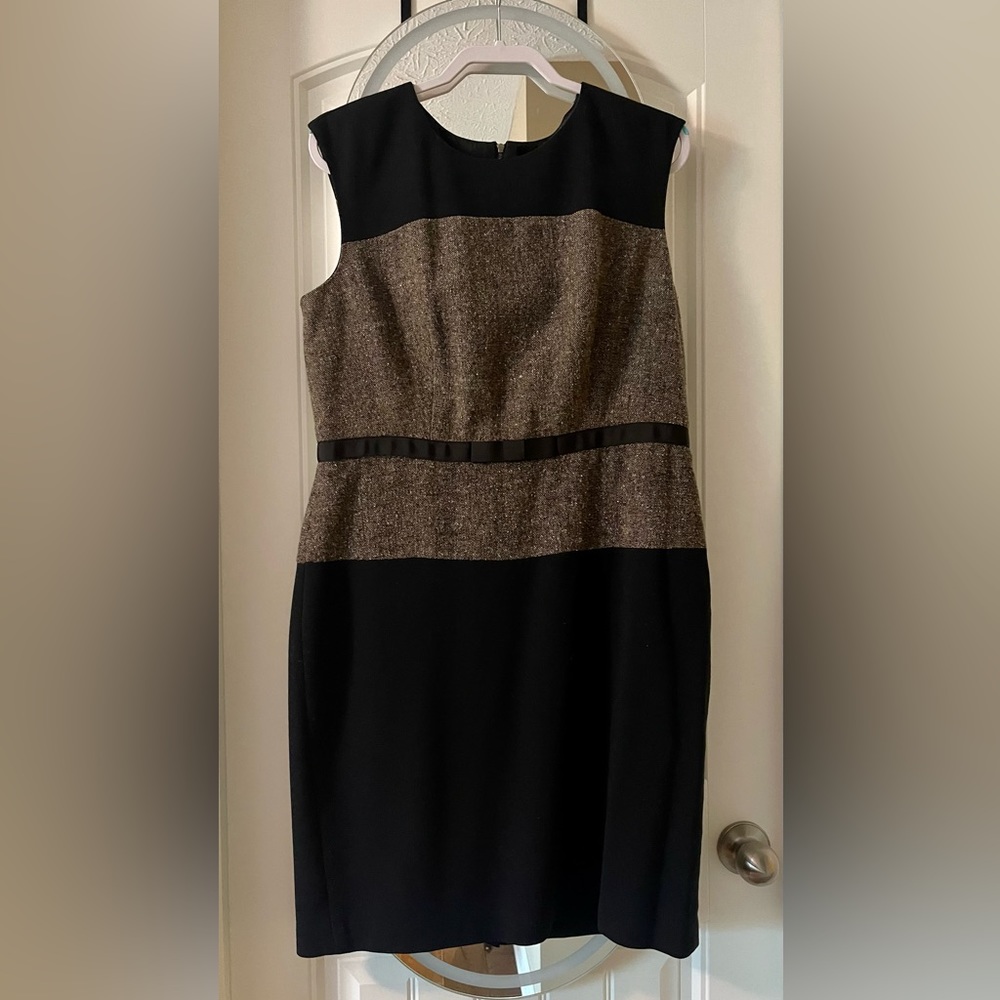 Professional black dress with Tweed and bow detail size 14 The Limited